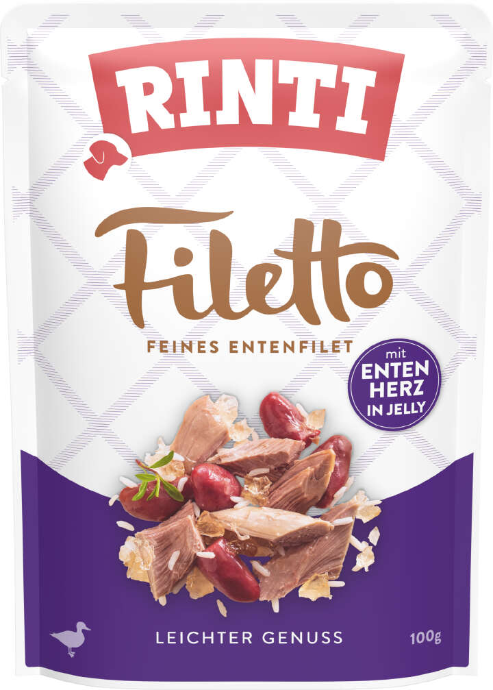 RINTI Hunde-Nassfutter Filetto Feines Entenfilet mit Entenherz in Jelly